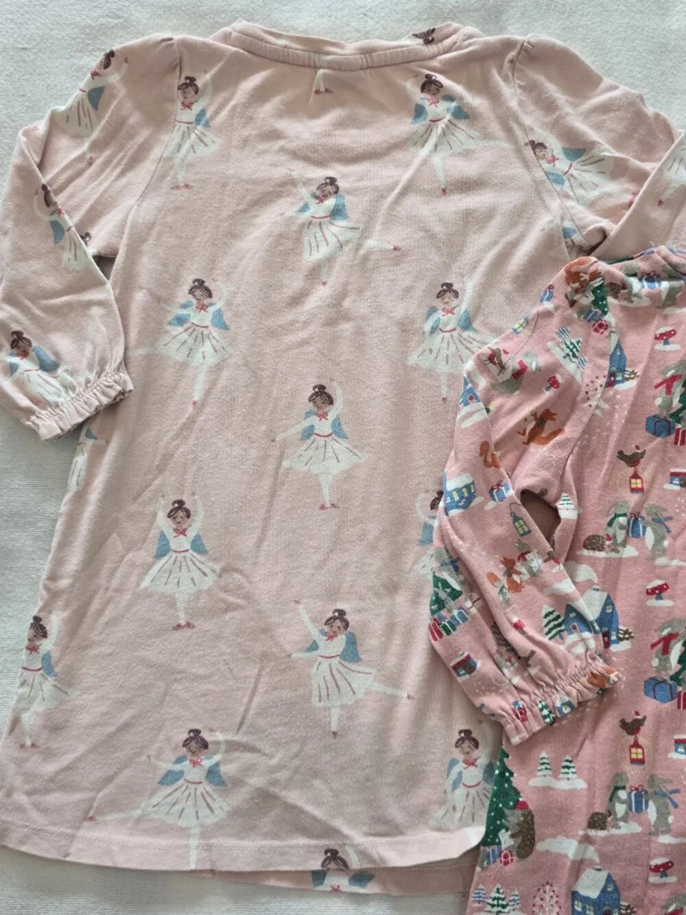 2-3Y Girls Mini Boden Long Sleeve Nightgown Bundle (Winter Village and Ballerina